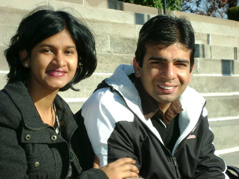 Man and woman smiling