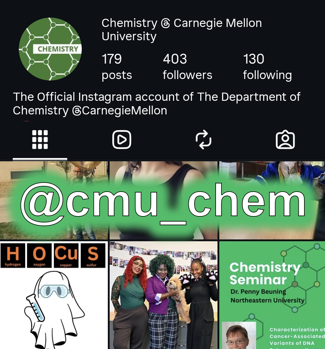 CMU Chemistry Instagram image