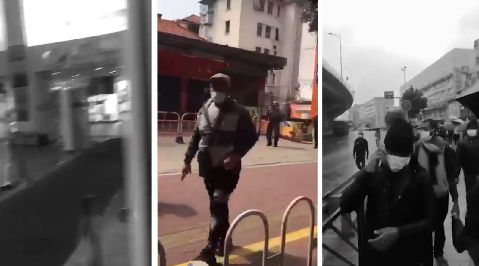 Three eyewitness videos that document anti-Black discrimination in China shown side-by-side