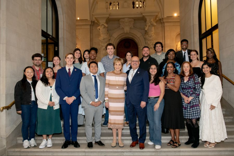 Cynthia Friedman and President Jahanian with the Friedman Fellows alumni in attendance