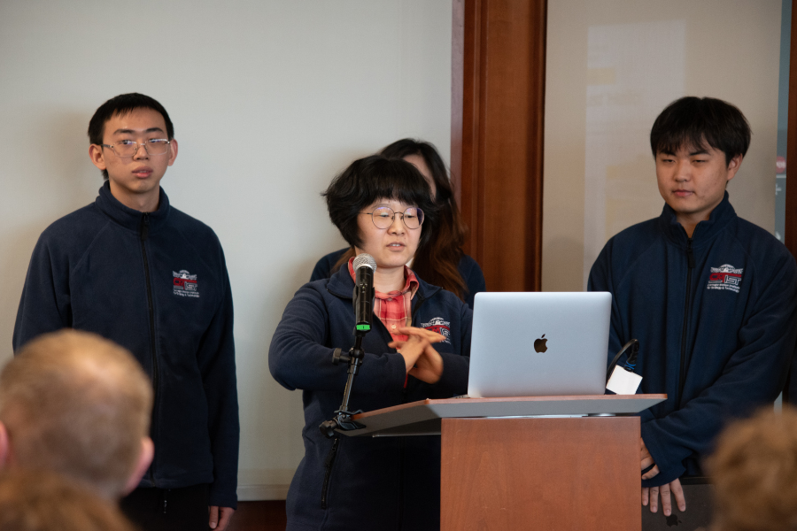 Left to Right in back: Yongzhi Zhao, Jiaxin Hua, Yichen Zhang Podium: Yishan Wang Not Pictured: Changyi Xin