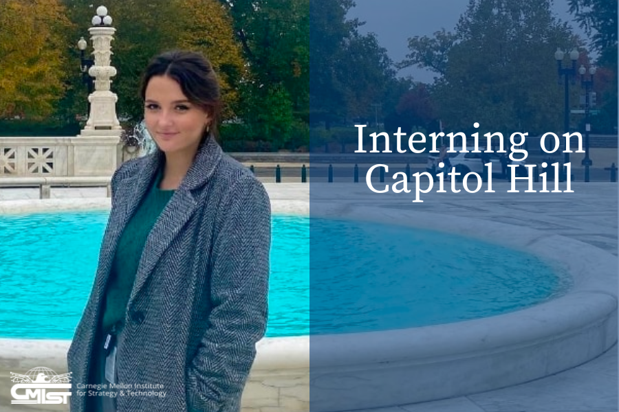 Marissa Baldauf Pekular in the courtyard in front of the Supreme Court