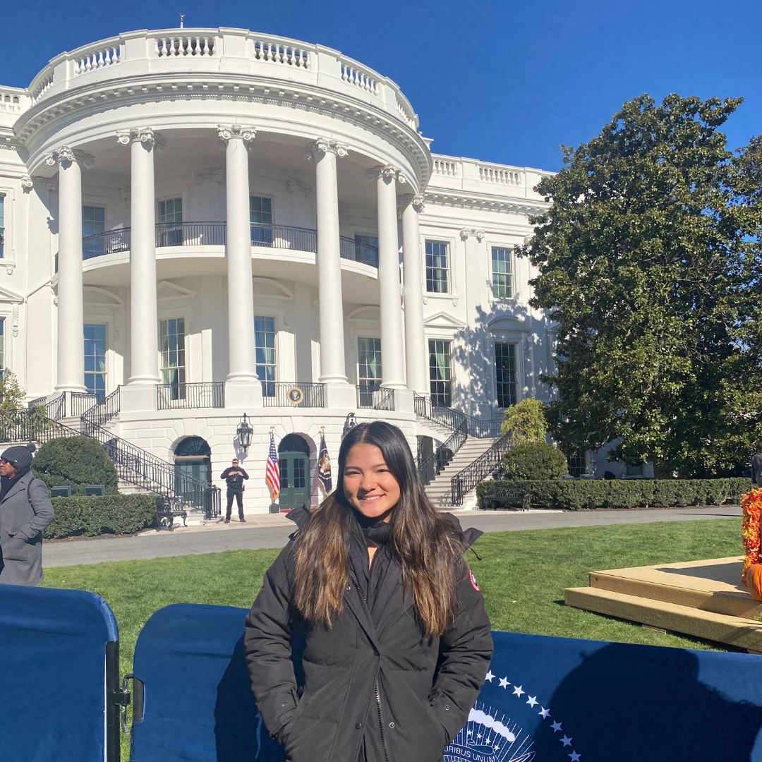 Keilani Barba in front of the White House