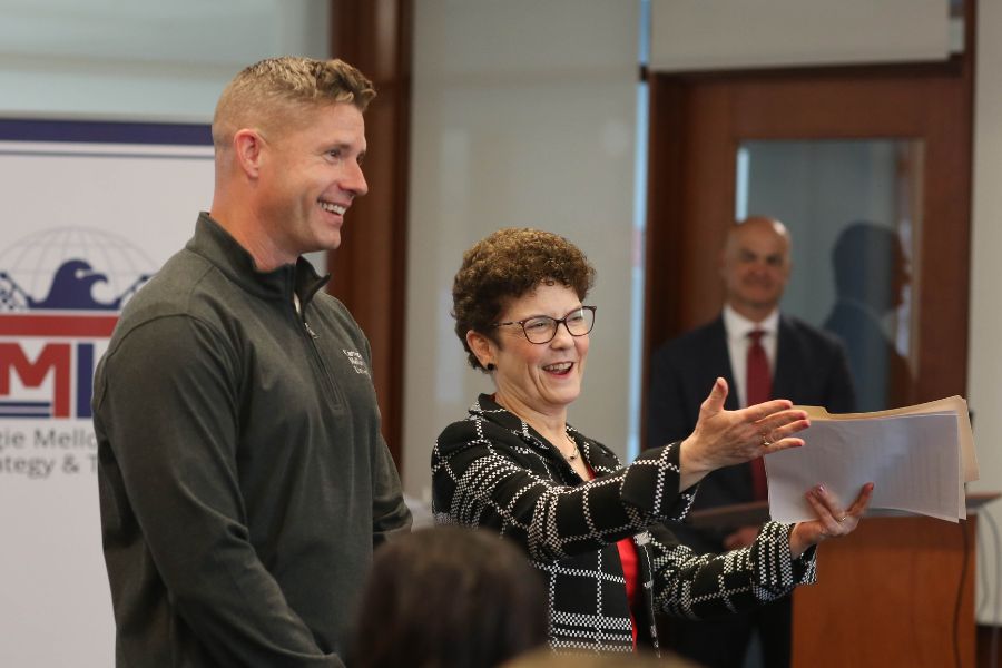 Left to right: Captian M. Scott Austin and CMIST Director Audrey Kurth Cronin