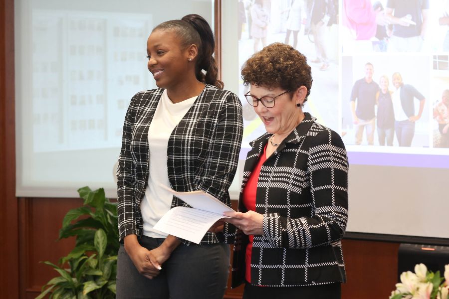 Left to right: Major Ronisha Carter and Audrey Kurth Cronin