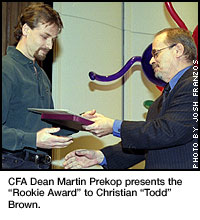 Dean Prekop awarded Christian Brown