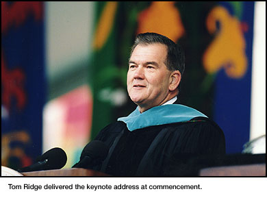 Tom Ridge speaks at the Commencement 2002