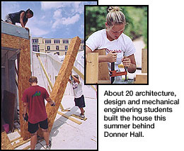 Students building solar house