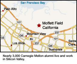Map to Carnegie Mellon west campus in California