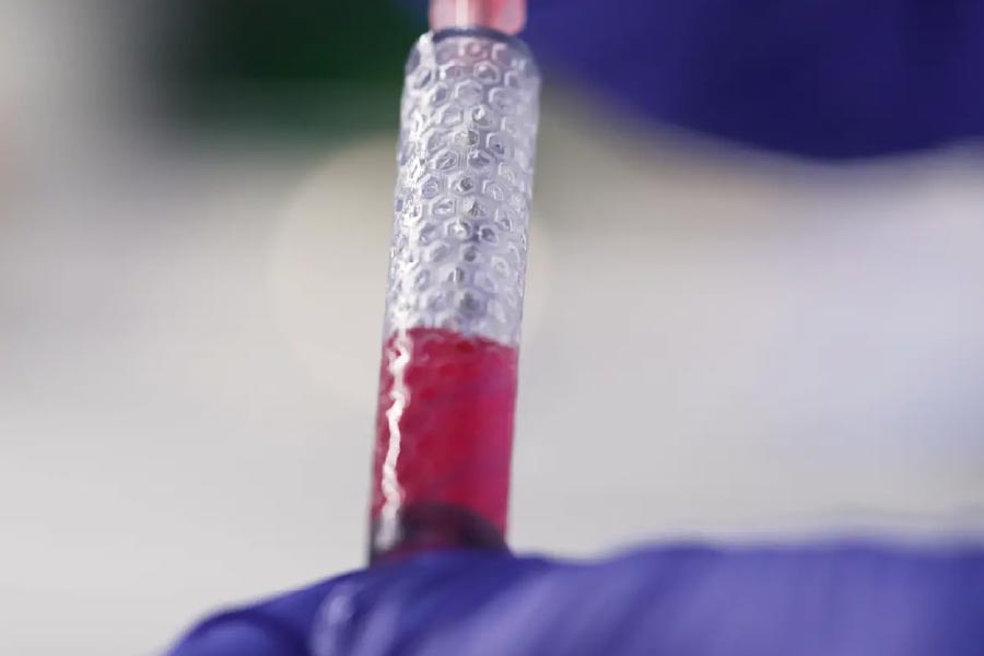 Closeup image of a drug-producing implant.