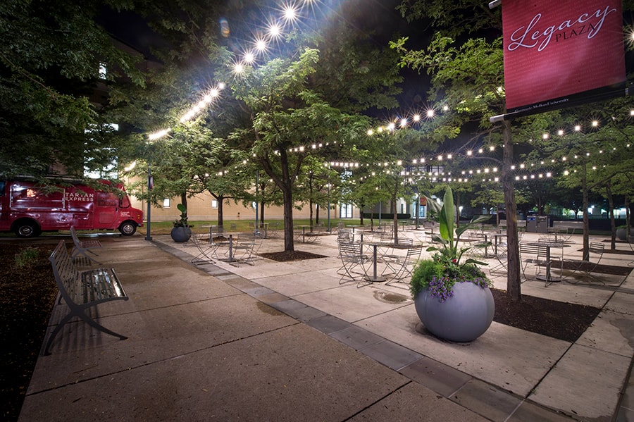 Photo of Legacy Plaza with a view towards the Cohon Center