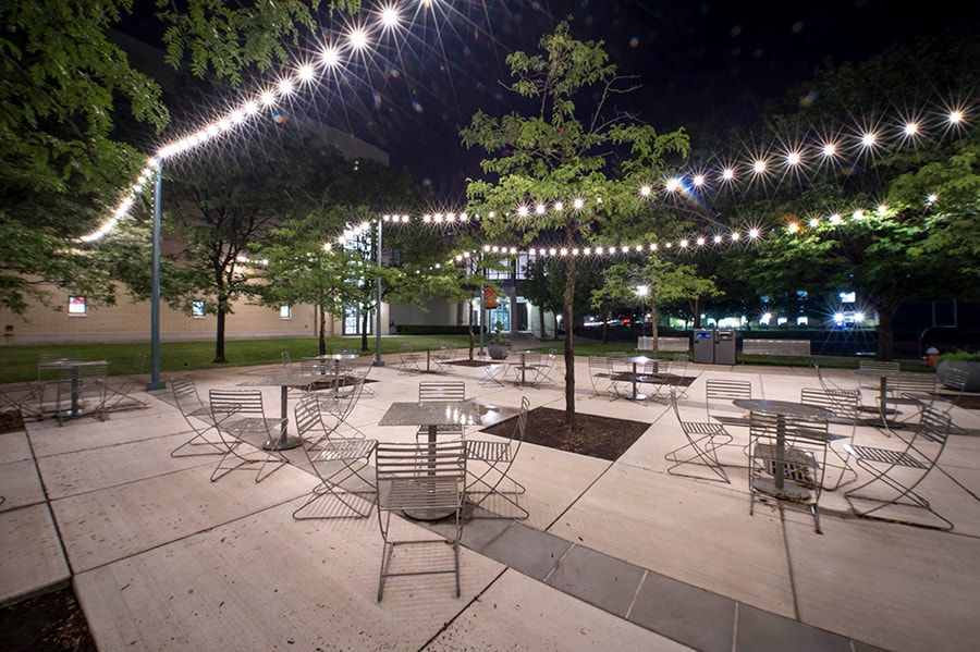 Photo of Legacy Plaza facing Gesling Stadium and field