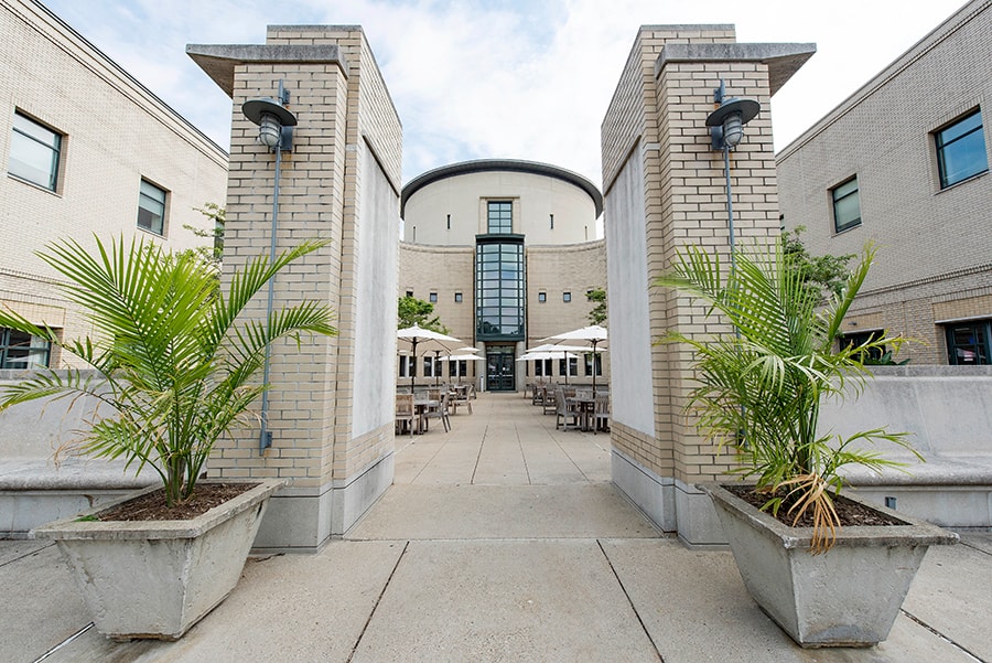 Photo of Merson Courtyard facing the entrance of the Cohon Center