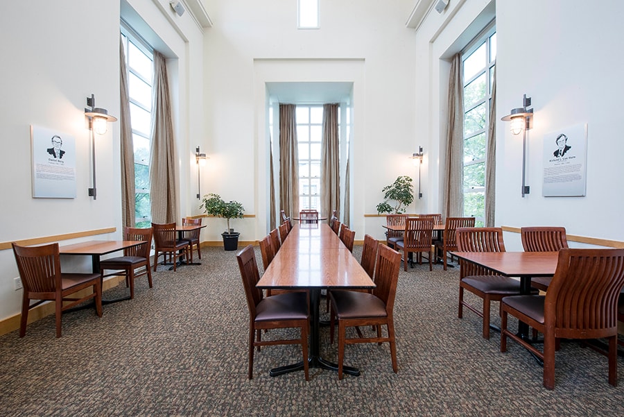 Photo of Schatz Dining Room with view of long table and windows