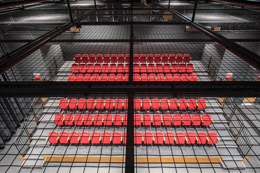 Photo of the Studio Theater with a view from the tension wire grid