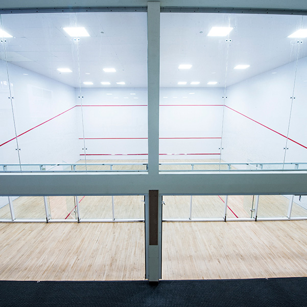 Photo of Squash and Racquetball Courts from above looking down