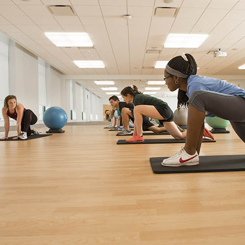 Photo of a Studio Space during a yoga class