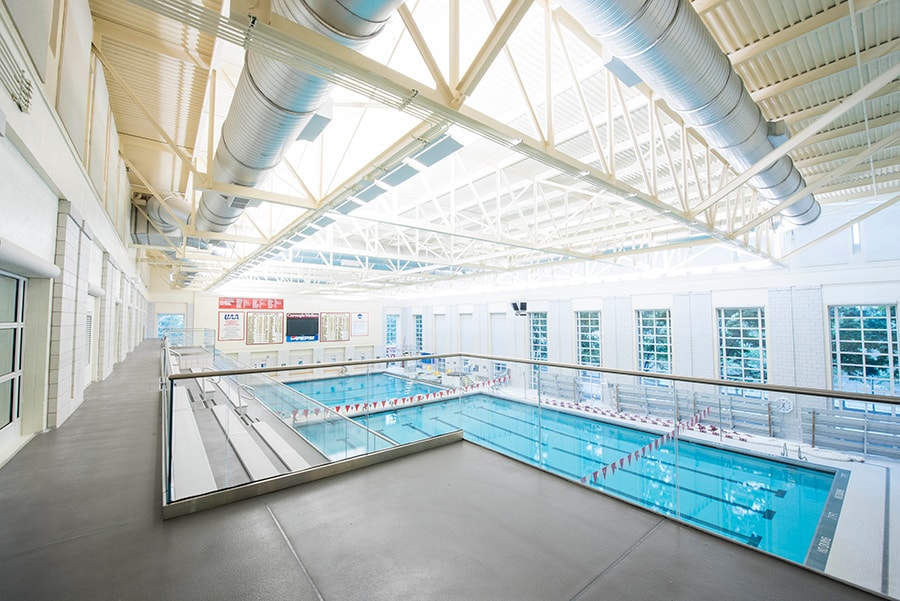 Photo of Swimming and Diving Pool from second level balcony  