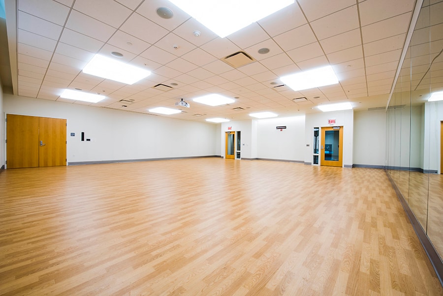 Photo of Keeler Exercise Studio with view of exit doors