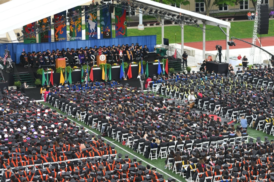 Aerial view of commencement 2018