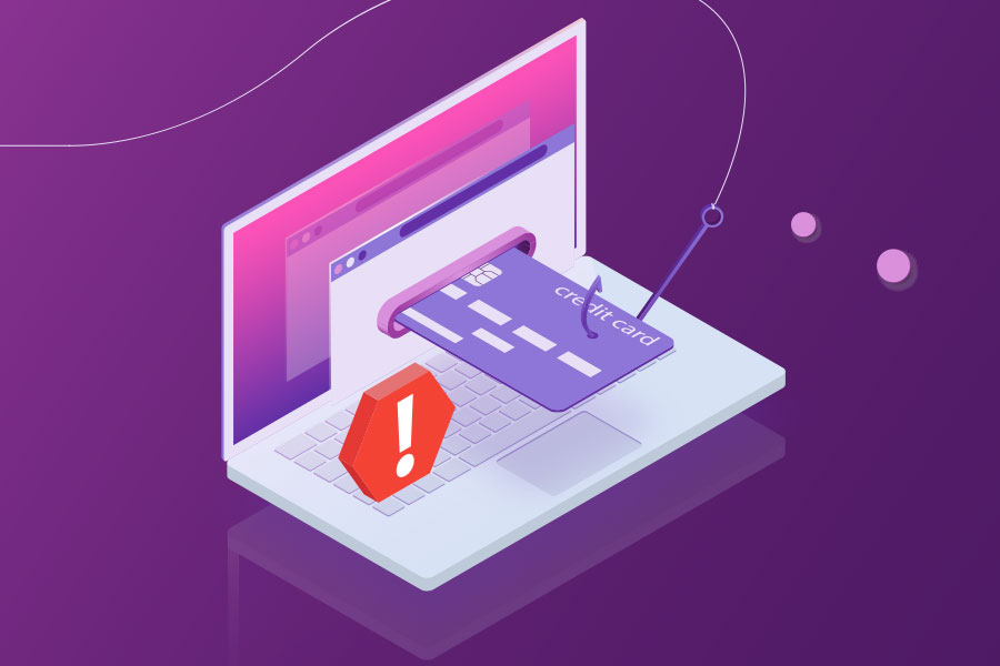 Image of a credit card being pulled into a laptop.