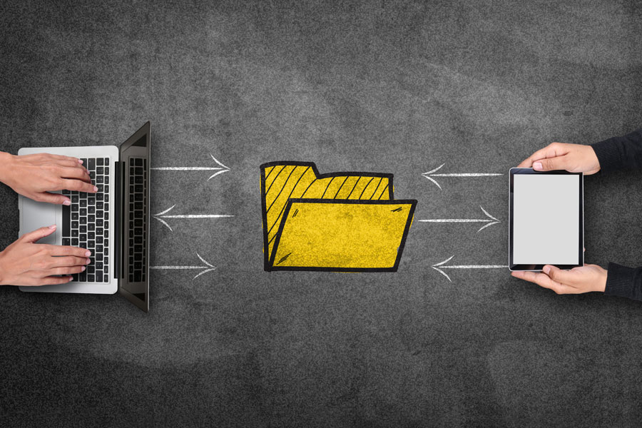 Files being shared in the cloud.