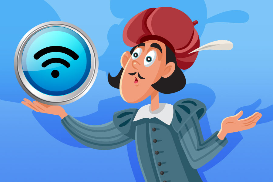 Shakespeare holding a wireless signal.