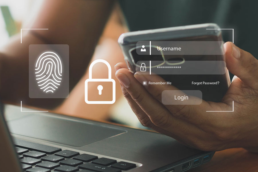 Person using two-factor authentication with Touch ID.