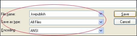 kwpublish file save window