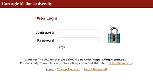 The CMU Web Login page.