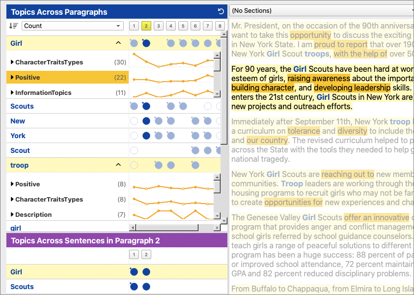 Screenshot of docuscope interface