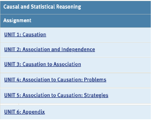 Screenshot of Causal and Statistical Reasoning online module