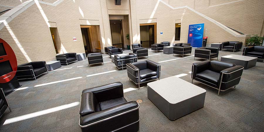 Social distanced campus space at CMU