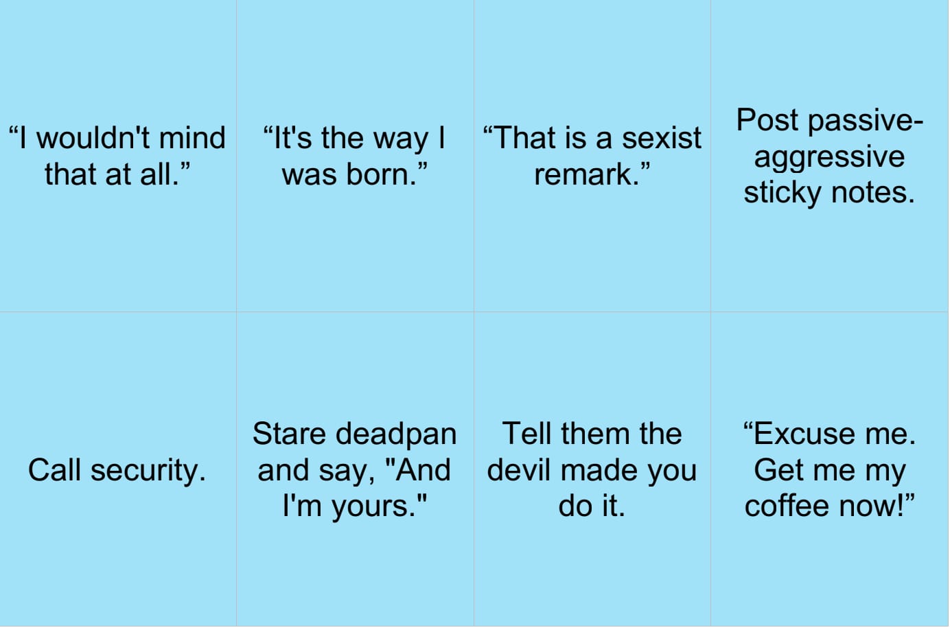 example reaction cards