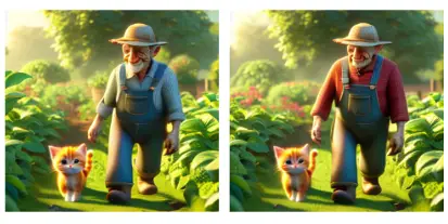 Image generation (left) and editing (right) results produced by the ClearLab's Smart Artist platform, following the prompt, -Make the shirt red.-