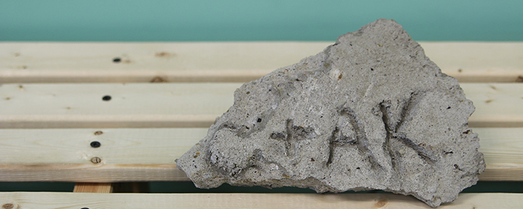 A piece of concrete donated to the Museum of Broken Relationships Pittsburgh