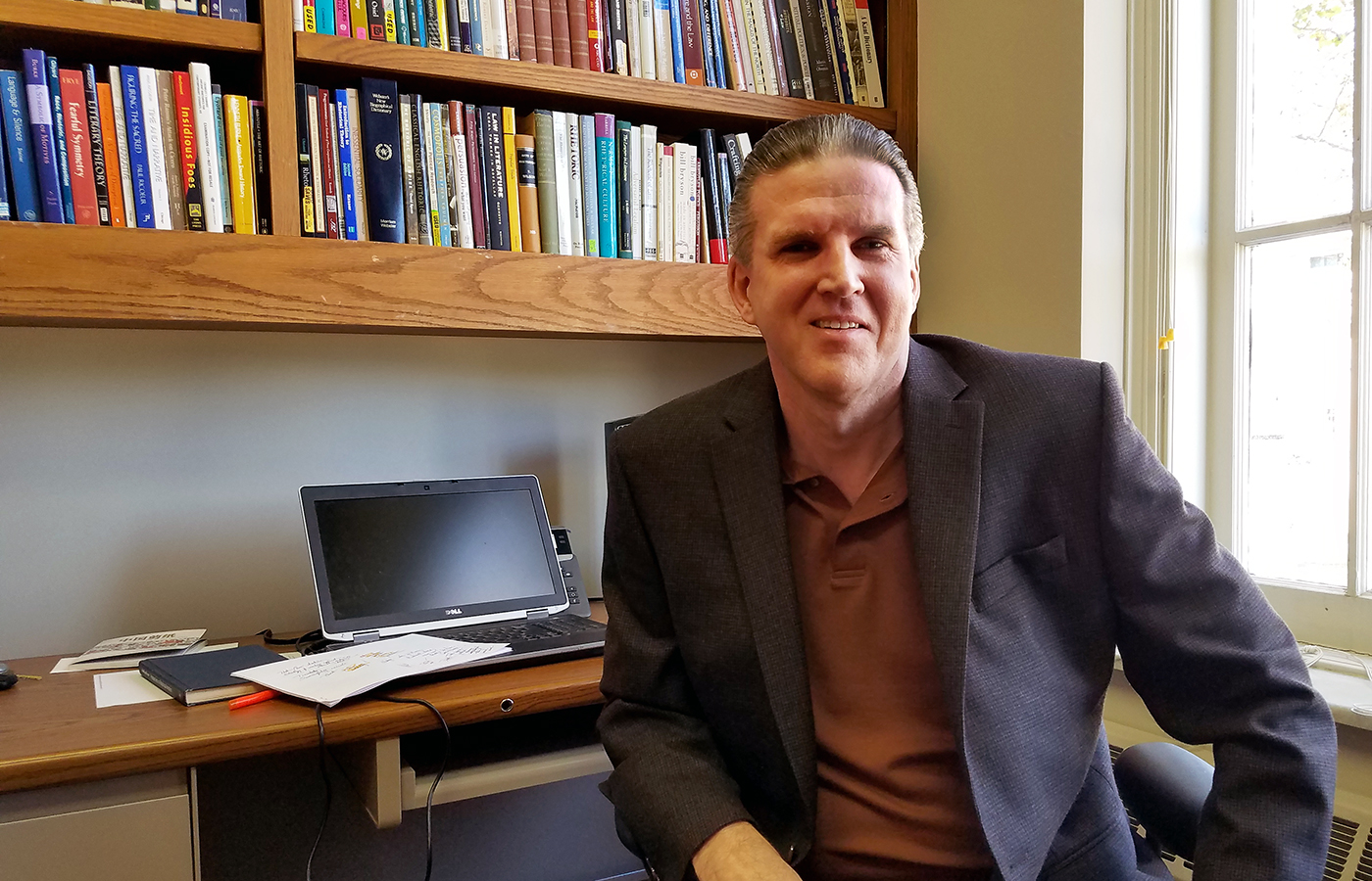 Professor Doug Coulson in his office at Carnegie Mellon University Department of English.