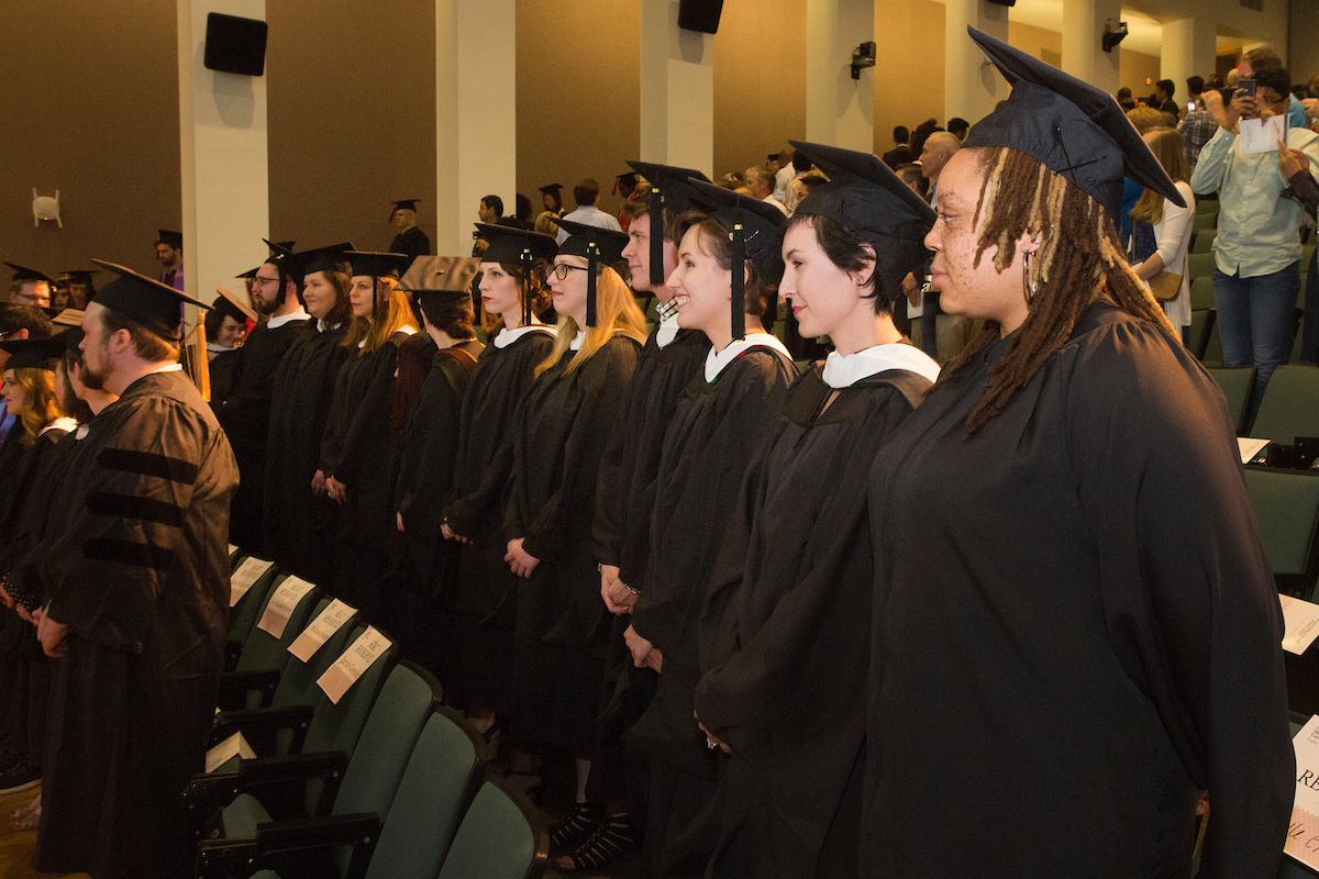 Class of 2019 English students being seated for Diploma Ceremony.