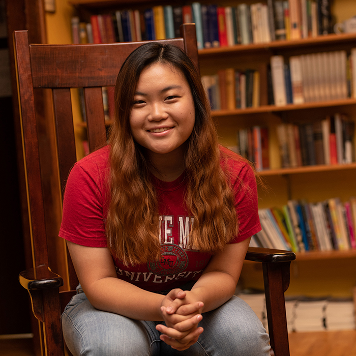 Marika Yang in rocking chair