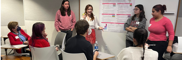 A student presents a project