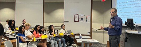 Professor introduces students to the course
