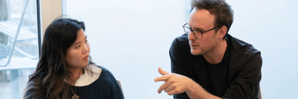 A student and instructor in coversation