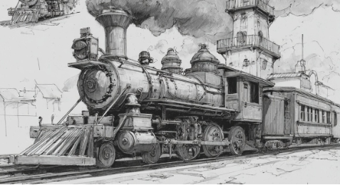 AI generated image of a steam engine
