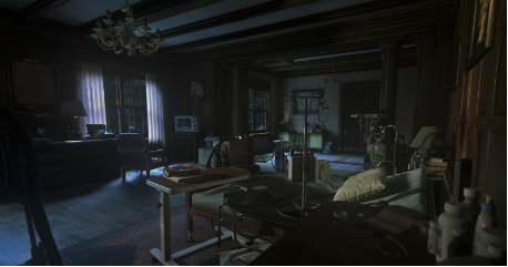 Human made image of a gloomy Victorian bedroom