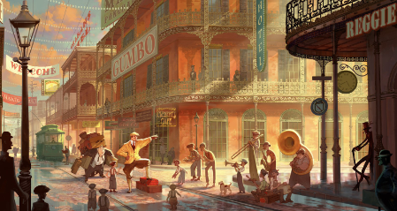 Human made image of a turn of the century New Orleans street