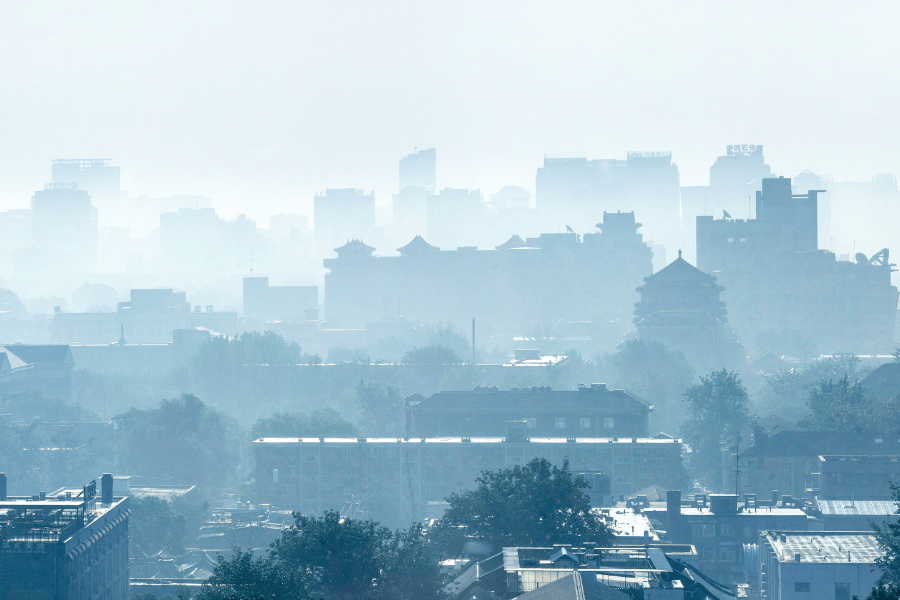 Skyline of Beijing in smoggy haze