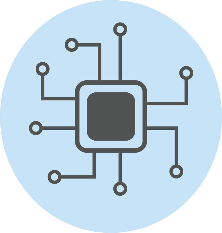 picture of technology icon showing a web of connections