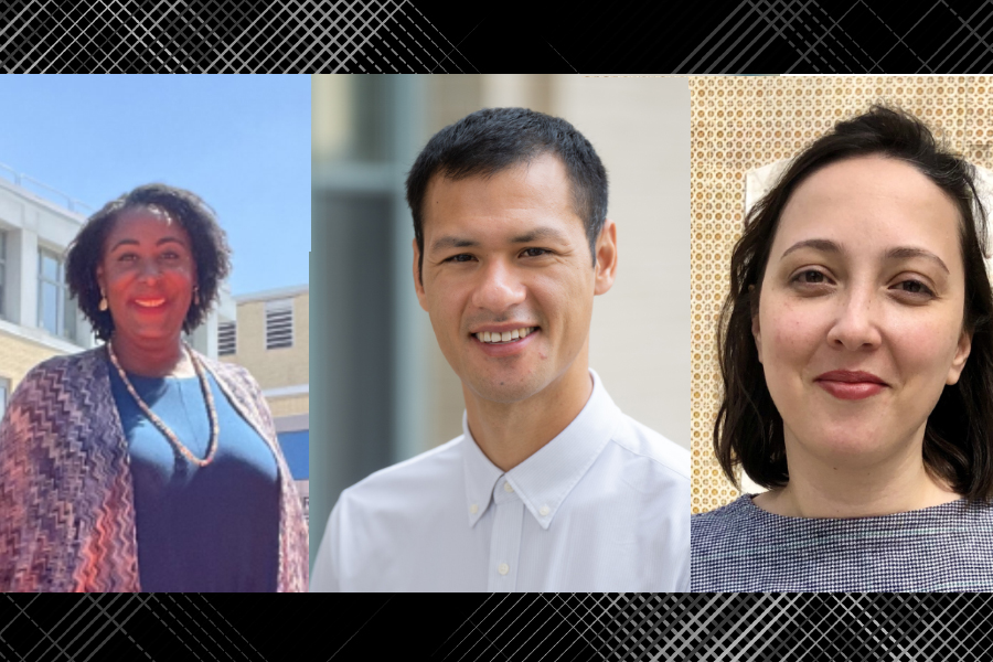 A photo displaying three new hires: Uju (left), David Parker (middle), Catalina Arango Correa (right)