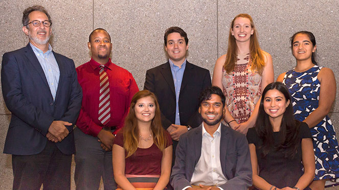 Seven ACS Scholars are pictured with Dietrich College Dean Richard Scheines.