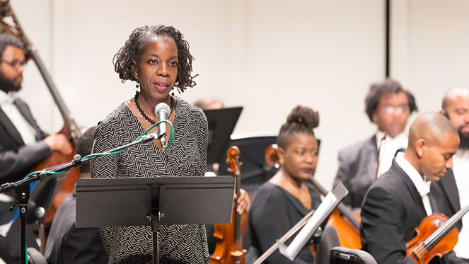 dda Fields-Black performing “Requiem for Rice” at the Colour of Music Festival Virtuosi